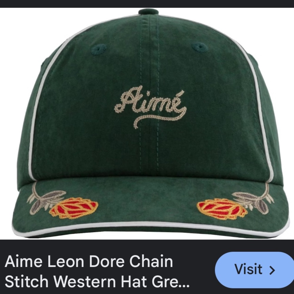 Aime Leon Dore Aime green floral embroid Hat door chain western rare OS exc con